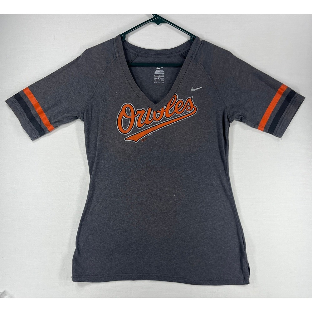 Nike Baltimore Orioles MLB Women Gray V-Neck T-Shirt Medium 25900X-OR5